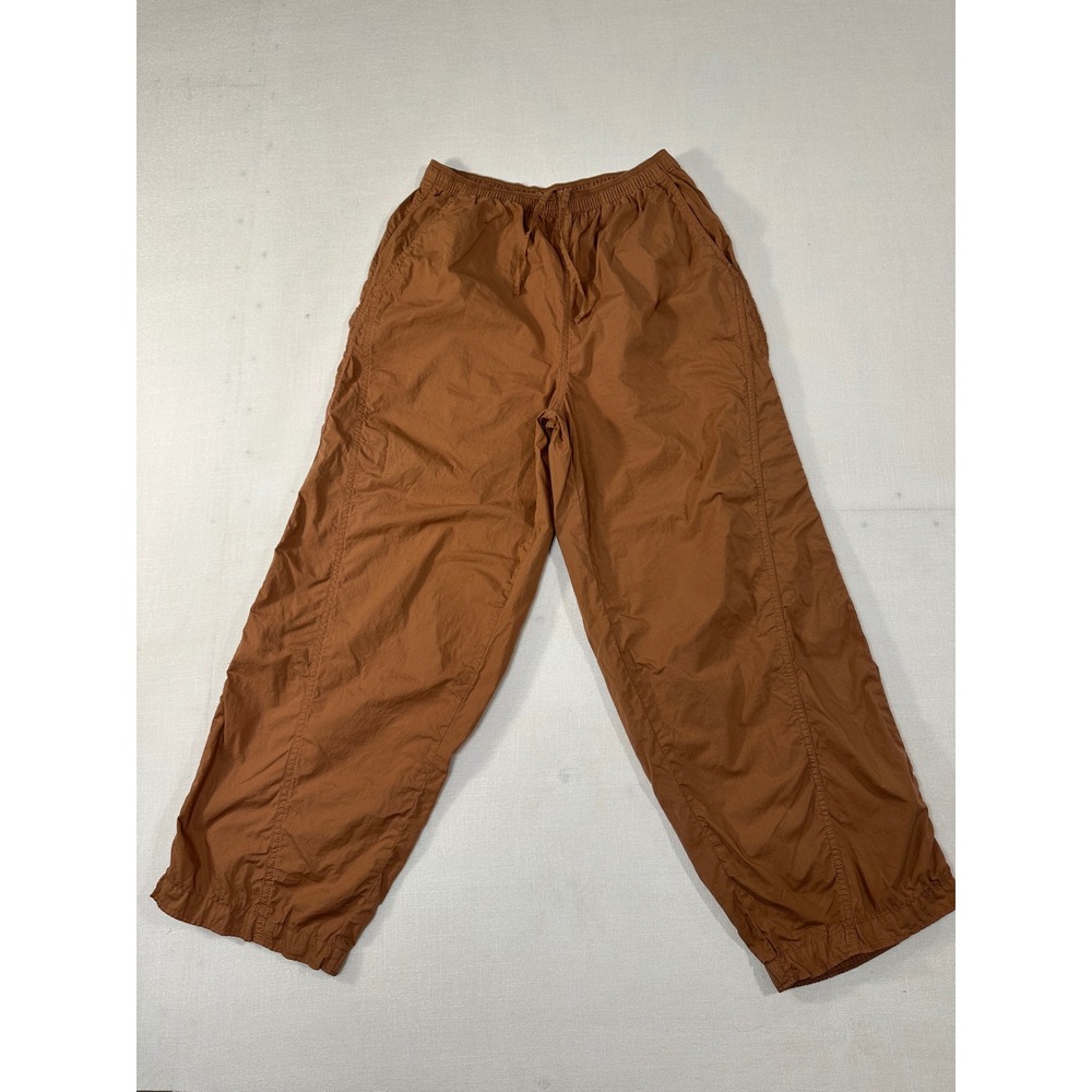 Aerie Women Small Brown Cotton Poplin Balloon Parachute Pants Elastic Waist - Picture 2 of 8